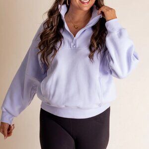 Women's Lavender Quarter Zip Pull Over Sweatshirt Size Small NWOT